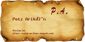 Petz Arikán névjegykártya